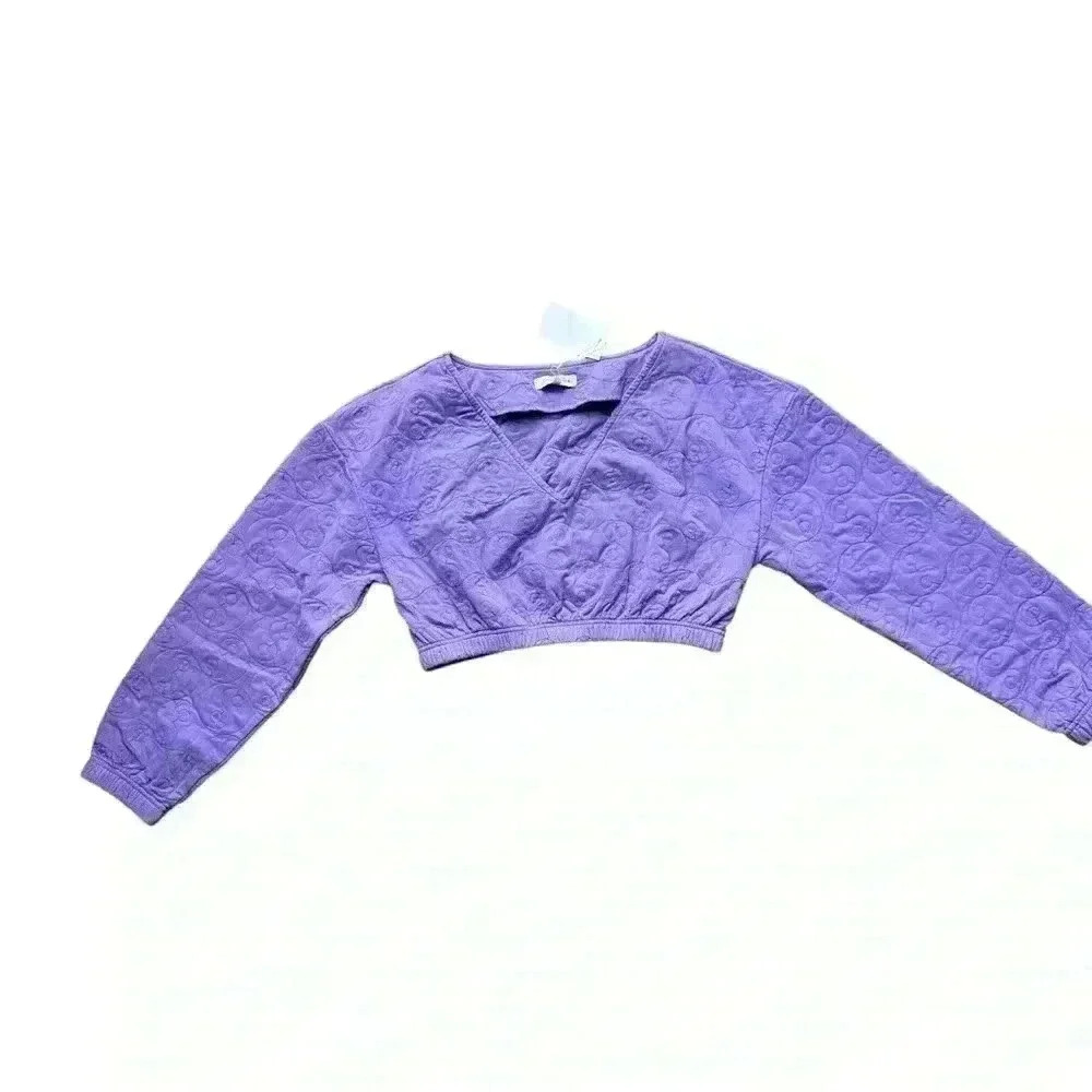Emory park Long Sleeve Quilted crop top size‎ L purple - Picture 3 of 7